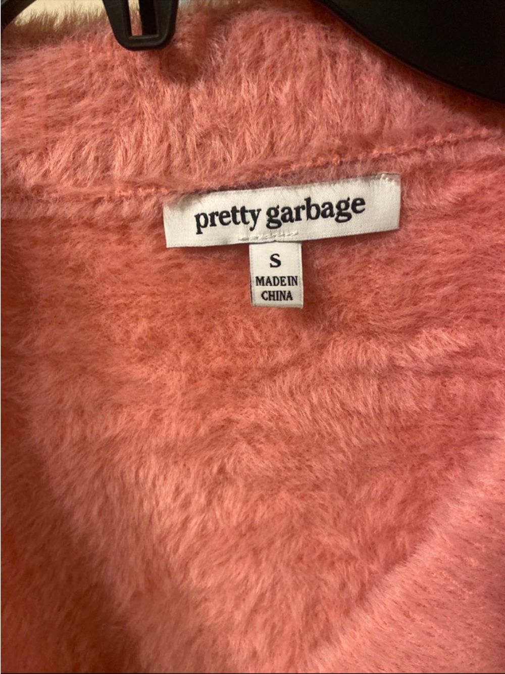 Pretty Garbage Coral Pink Fuzzy Sweater - Small